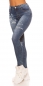 Preview: Skinny Jeans mit modischen Schrift-Prints - dark blue