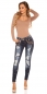 Preview: Skinny-Jeans im Used-Look mit Strass-Verzierung - dark blue