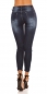 Preview: Sexy Skinny-Jeans im Used-Look mit Leder-Patches - blue washed
