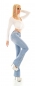 Preview: Moderne Flare Cut Jeans mit seitlicher Knopfleiste in light blue