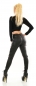 Preview: Sexy Lederlook-Hose im frechen Cargo-Design - schwarz