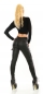 Preview: Sexy Lederlook-Hose im frechen Cargo-Design - schwarz