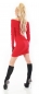 Preview: Feinstrick-Minikleid mit Umlegekragen und Glamour-Zipper in rot