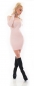 Preview: Feinstrick-Minikleid mit Umlegekragen und Glamour-Zipper in rosa