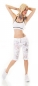 Preview: Lässige Capri-Jeans im Chino-Style mit Blumen-Prints - weiß