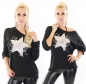 Preview: Oversize Shirt mit Pailletten-Herz in schwarz