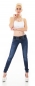 Preview: Sexy Basic Slim Fit Röhren-Jeans mit breitem Kontrast-Gürtel in dark blue