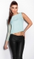 Preview: Chiffon-Shirt mit einseitigem Netz-Ärmel in mint