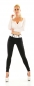 Preview: Modische High Waist Röhren-Jeans mit breitem Kontrast-Gürtel in schwarz