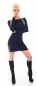 Preview: Longpullover mit XXL-Rollkragen und Glamour-Zippern in dunkelblau