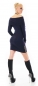 Preview: Longpullover mit XXL-Rollkragen und Glamour-Zippern in dunkelblau