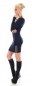 Preview: Longpullover mit XXL-Rollkragen und Glamour-Zippern in dunkelblau