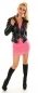 Preview: Sexy Bikerjacke im Streifen-Design mit Zierzippern - schwarz