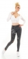 Preview: Skinny Jeans im Used-Look mit Schrift-Prints - dark grey