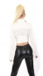 Preview: Sexy Bikerjacke im Westernlook mit Frasenverzierung - weiß