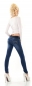 Preview: Skinny-Jeans in aktueller Waschung mit breitem Gürtel in dark blue