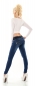 Preview: Skinny-Jeans in aktueller Waschung mit breitem Gürtel in dark blue