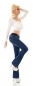 Preview: Moderne Bootcut-Jeans mit Stretch-Gürtel in dark blue