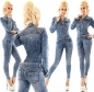 Preview: Langarm-Overall mit Push Up Effekt und Zipper - blue washed