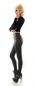 Preview: High Waist Thermo-Leggings mit Zierknopf-Leiste - schwarz