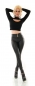 Preview: High Waist Thermo-Leggings mit Zierknopf-Leiste - schwarz