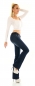 Preview: Modische Bootcut-Jeans mit breitem Stretch-Gürtel in dark blue