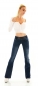 Preview: Modische Bootcut-Jeans mit breitem Stretch-Gürtel in dark blue