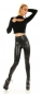 Preview: High Waist Thermo-Leggings im Wetlook mit Push Up Effekt - schwarz
