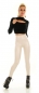 Preview: High Waist Thermo-Leggings im Wetlook mit Push Up Effekt - beige