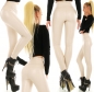 Preview: High Waist Thermo-Leggings im Wetlook mit Push Up Effekt - beige