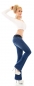 Preview: Bootcut-Jeans mit breitem Stretch-Gürtel in blue washed