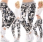 Preview: Baggy-Freizeithose im frechen Newspaper-Design - schwarz