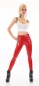 Preview: Sexy Stretchhose im Latex-Look mit Zierzippern in rot