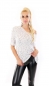 Preview: Leicht transparentes Langarm-Shirt im Leo-Look - weiß