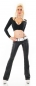 Preview: Bootcut-Jeans im sexy Kunstlederlook inkl. Stretch-Gürtel in schwarz