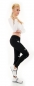 Preview: High Waist Skinny Jeans im Used-Look mit Schrift-Prints - schwarz