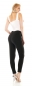Preview: Modische  Stoffhose mit elastischen Beinabschlüssen in schwarz