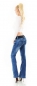 Preview: Bootcut-Jeans mit Bleach-Effekten und Stretch-Gürtel in blue washed