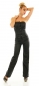 Preview: Sexy Bandeau-Overall im Kunstlederlook - schwarz
