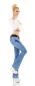 Preview: Push Up Bootcut-Jeans inkl. Stretch-Gürtel in blue washed