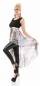 Preview: Edles High-Low Shirt mit Rund-Ausschnitt und Volant-Verzierung - schwarz/blau