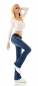 Preview: Used Bootcut-Jeans mit Stretch-Gürtel in blue washed