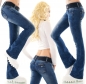 Preview: Used Bootcut-Jeans mit Stretch-Gürtel in blue washed