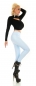 Preview: Modische Thermo-Leggings im sexy Wetlook - babyblau