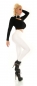 Preview: Modische Thermo-Leggings im sexy Wetlook - weiß