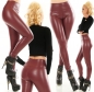Preview: Modische Thermo-Leggings im sexy Wetlook - bordeaux