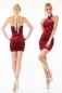 Preview: Elegantes Samtkleid mit Zierknöpfen und Neckholder in rot