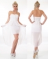 Preview: Bandeau-Minikleid im Vokuhila-Look mit Knoten-Dekolleté in weiß