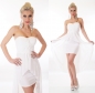 Preview: Bandeau-Minikleid im Vokuhila-Look mit Knoten-Dekolleté in weiß