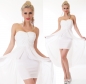 Preview: Bandeau-Minikleid im Vokuhila-Look mit Knoten-Dekolleté in weiß